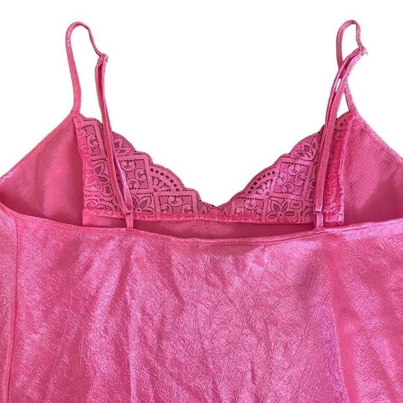Vintage Victoria’s Secret Cami Crinkle Satin Pink Tank Top Gold Label Adjustable - Picture 10 of 11